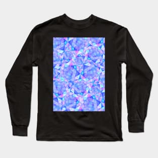 Blue Geometric Pattern Long Sleeve T-Shirt